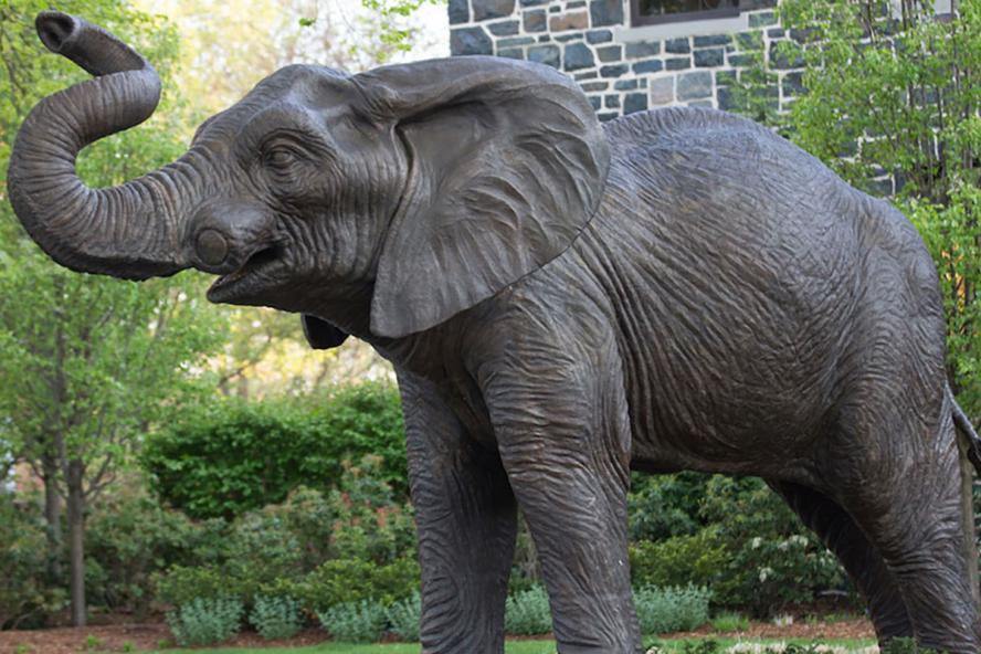 Jumbo the Elephant statue on the Academic Quad of Tufts University